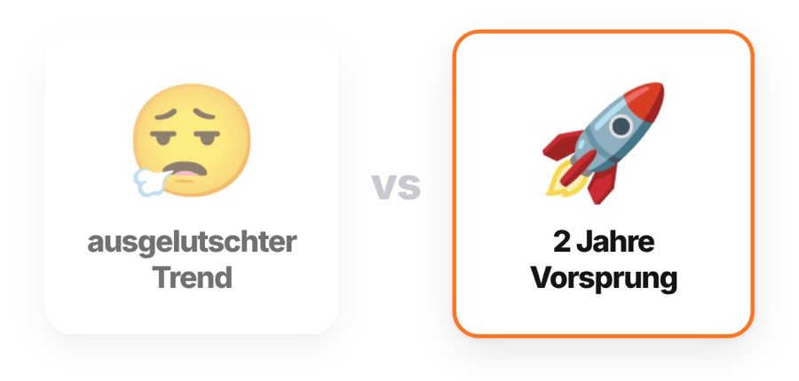 Ausgelutschter Trend gegen 2 Jahre Vorsprung
