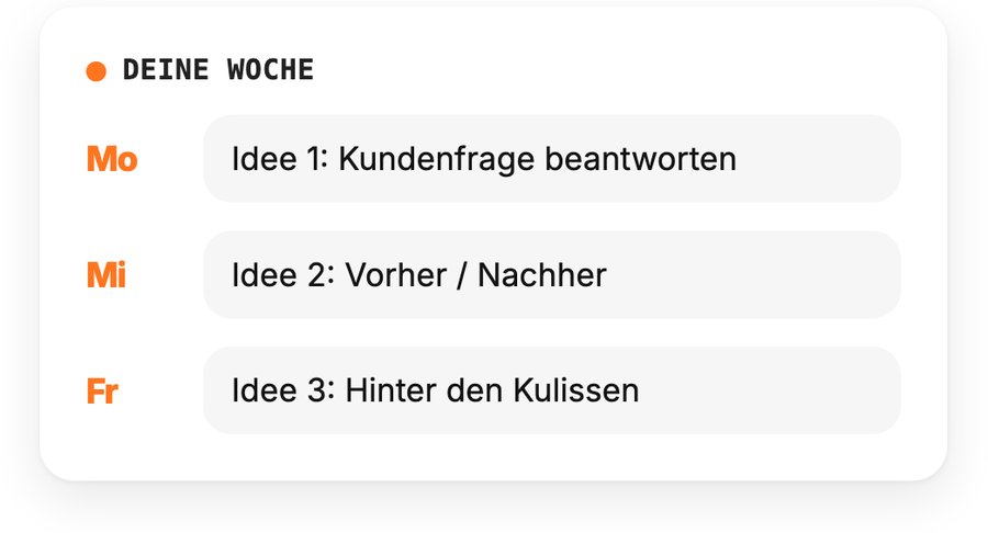 Wochenplan mit drei Videoideen